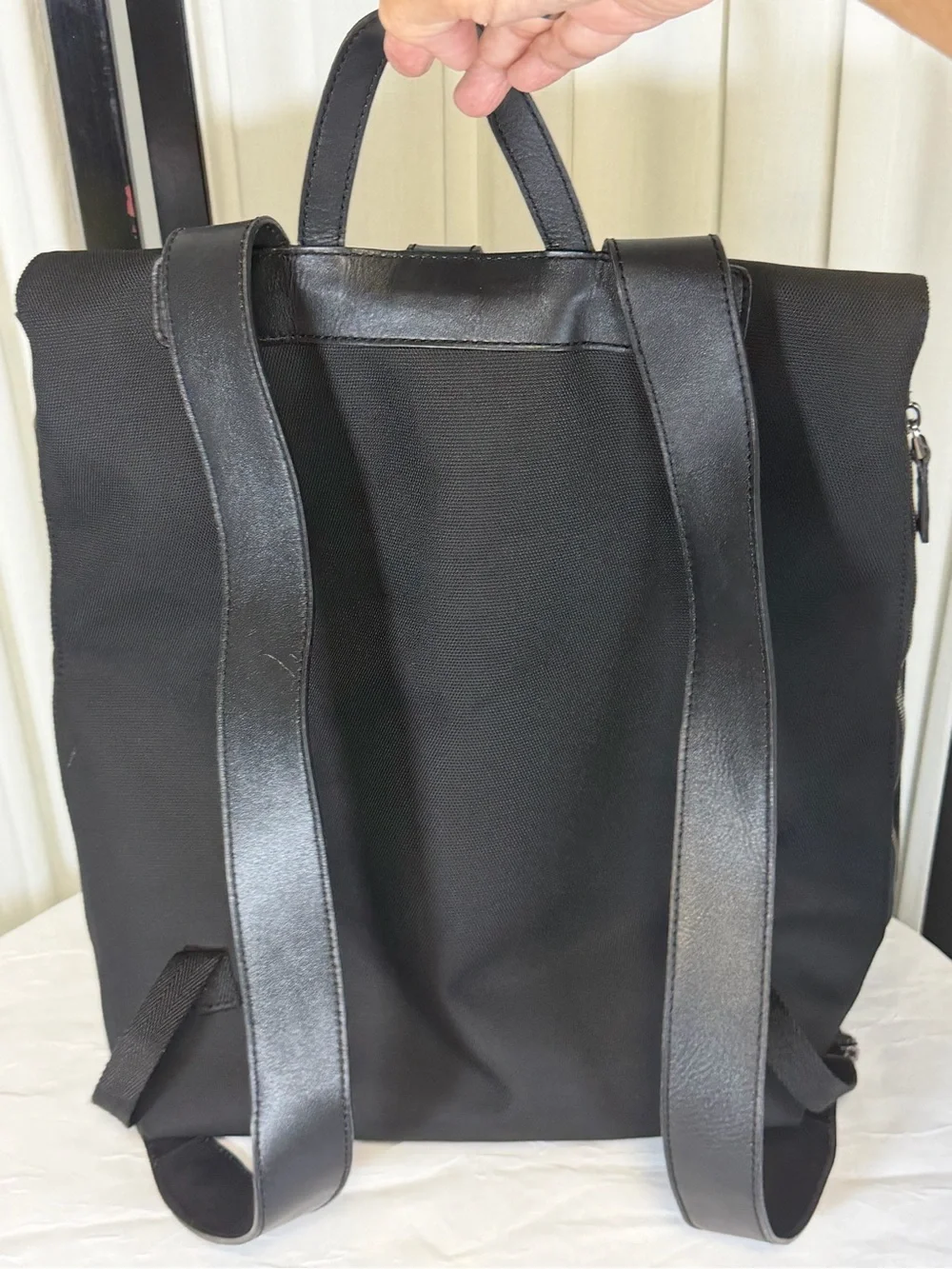 Unbranded Black Canvas Men's Backpack with Green and Red Accent